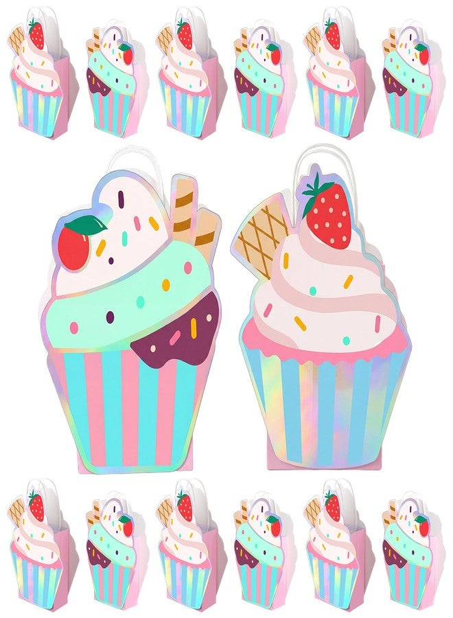Tosstuki 24 Pack Ice Cream Cupcake Party Favors Small Cupcake Gift Bags Birthday Gift Goodie Bags for Ice Cream Party Decorations Sweet Dessert Supplies Baby Shower - Image 1